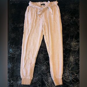 Pink and White Striped Joggers - Size Small